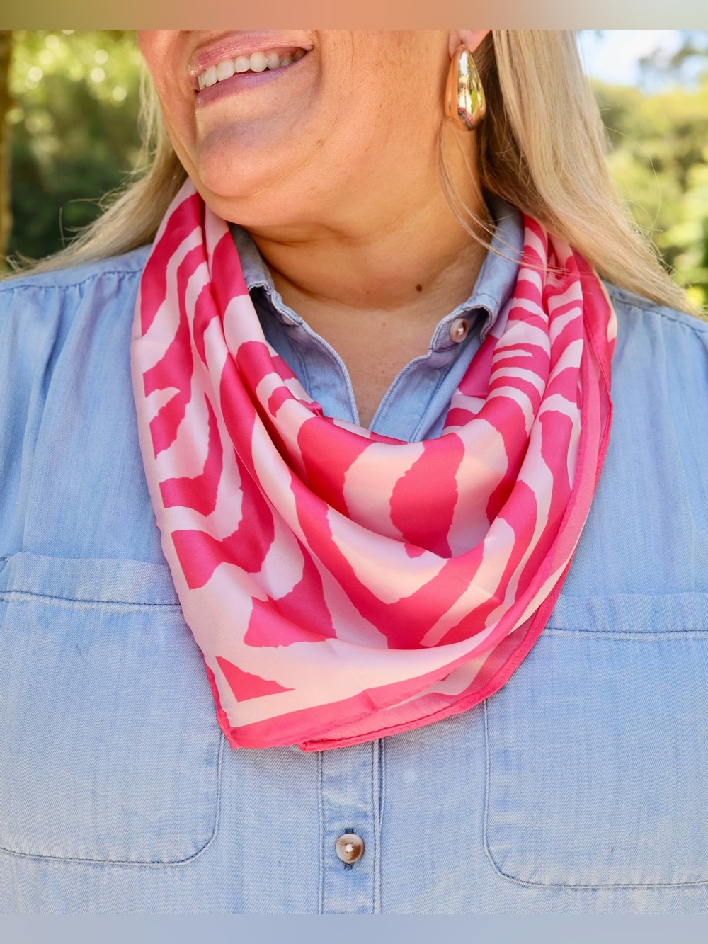 Caroline Hill Ellie Pink Zebra Print Scarf